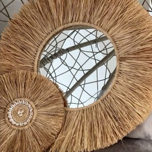 Miroir en raphia
