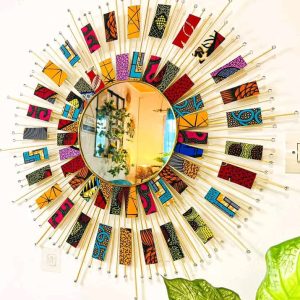 Miroir soleil avec motif africain